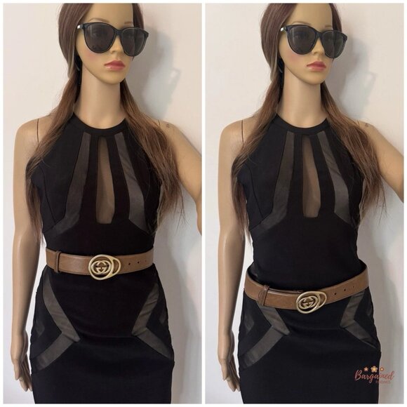 Authentic Gucci Brown Leather Gold Interlocking G Buckle Belt 80/32 - Picture 11 of 13